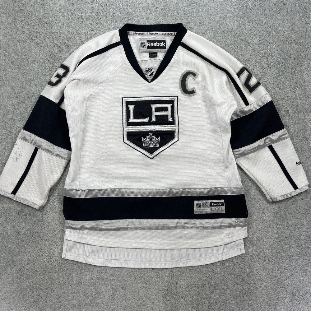 Reebok LA Kings Dustin Brown 23 NHL Hockey Jersey Kids Youth L/XL White Captain